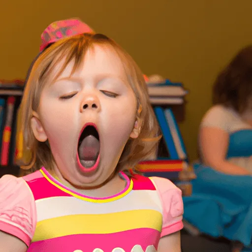 Child yawning during story time